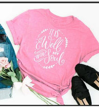 Load image into Gallery viewer, It is well with my soul T-Shirt Stylish Belief Coll Top Fashion Clothing Summer Christian Slogan Gift Harajuku Yellow Tee