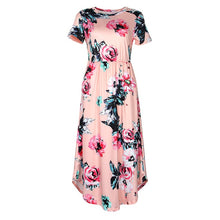 Load image into Gallery viewer, Summer Floral Prairie Chic Dress Casual Femme Flower Boho Print Dreeses Pocket Short Sleeve Midi Dress Robe Sundreses GV879-B