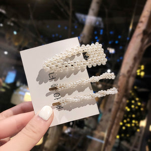 Ins Fashion 1Set Women Girls Elegant Pearls Hair Clips Sweet Headwear Hair Ornament Hairpins Barrettes Headband Hair Accessories