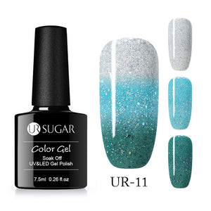 UR SUGAR Rainbow Thermal Color Changing Gel Nail Polish Holographic Glitter Temperature Soak Off UV Gel Varnish 7.5ml Nail Art