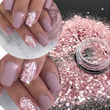 Load image into Gallery viewer, KM GLITTER Top Popular Best Sales Chunky Mixed Fairy Face Body Craft Rose Sequins Manicure Rose Gold Glitter for Nail Decoration