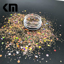 Load image into Gallery viewer, KM GLITTER Top Popular Best Sales Chunky Mixed Fairy Face Body Craft Rose Sequins Manicure Rose Gold Glitter for Nail Decoration