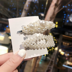 Ins Fashion 1Set Women Girls Elegant Pearls Hair Clips Sweet Headwear Hair Ornament Hairpins Barrettes Headband Hair Accessories