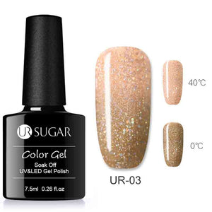 UR SUGAR Rainbow Thermal Color Changing Gel Nail Polish Holographic Glitter Temperature Soak Off UV Gel Varnish 7.5ml Nail Art