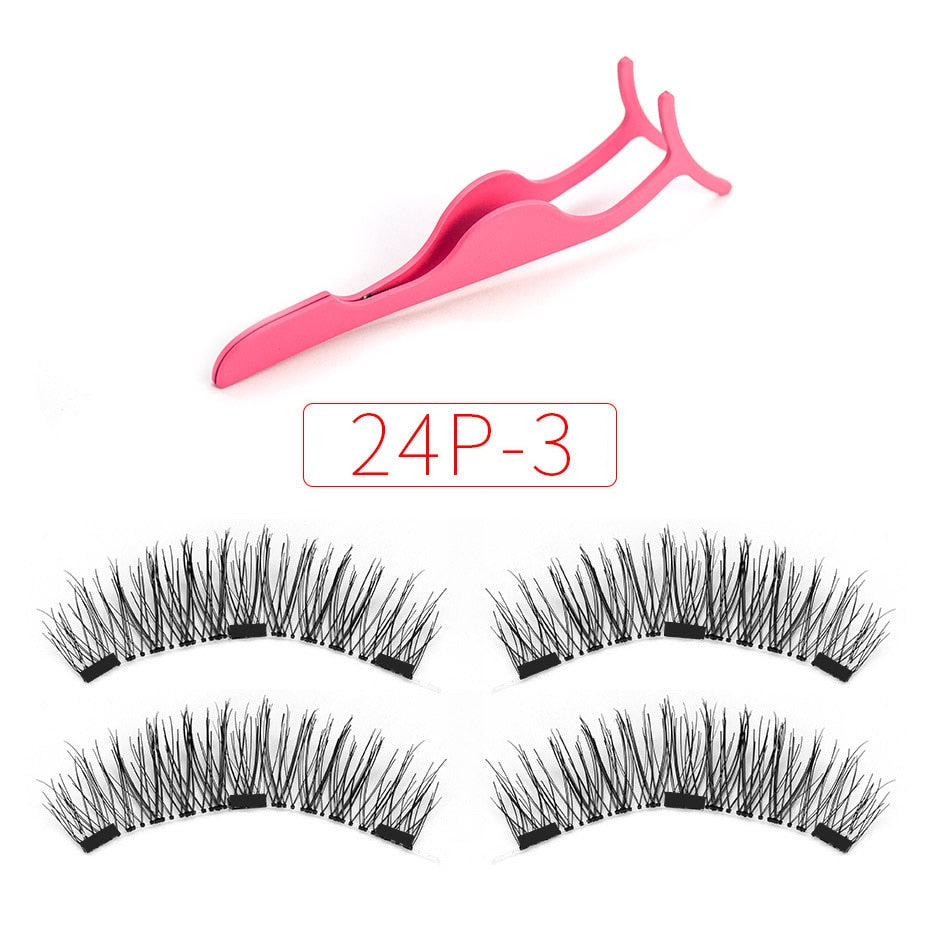 Shozy Magnetic eyelashes with 3 magnets magnetic lashes natural false eyelashes magnet lashes with eyelashes applicator-24P-3