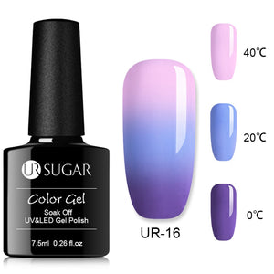 UR SUGAR Rainbow Thermal Color Changing Gel Nail Polish Holographic Glitter Temperature Soak Off UV Gel Varnish 7.5ml Nail Art