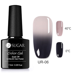 UR SUGAR Rainbow Thermal Color Changing Gel Nail Polish Holographic Glitter Temperature Soak Off UV Gel Varnish 7.5ml Nail Art