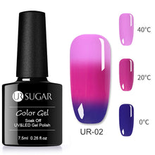 Load image into Gallery viewer, UR SUGAR Rainbow Thermal Color Changing Gel Nail Polish Holographic Glitter Temperature Soak Off UV Gel Varnish 7.5ml Nail Art
