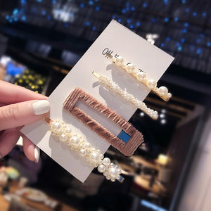 Ins Fashion 1Set Women Girls Elegant Pearls Hair Clips Sweet Headwear Hair Ornament Hairpins Barrettes Headband Hair Accessories