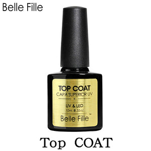 Belle Fille Base and Top Coat Gel Nail Polish UV 10ml Transparent Soak Off Primer Gel Polish Gel Lacquer Nail Art Manicure