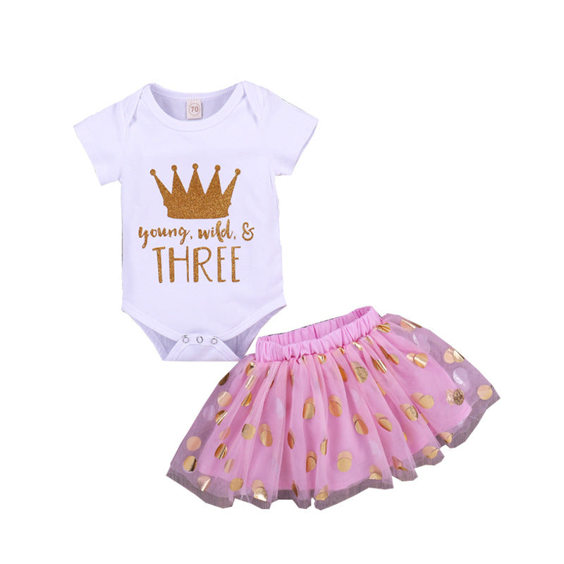 Baby Girls Gauze Cotton Clothing Set Of Two Piece Skirt
