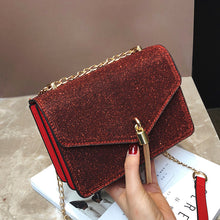 Load image into Gallery viewer, Women Stylish Shinning Sequin Tassels Shoulder Bag with chain