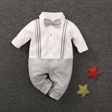 Baby Boys Bow Neck Tie Jumpsuits