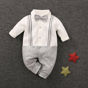 Baby Boys Bow Neck Tie Jumpsuits