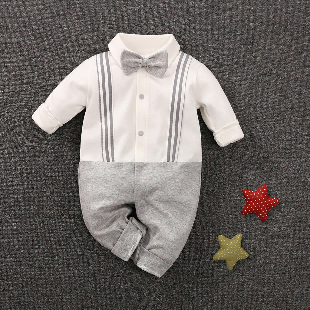 Baby Boys Bow Neck Tie Jumpsuits