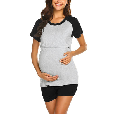 Women Maternity Pajama Set two piece loose Breastfeeding Pregnancy Nursing Clothes