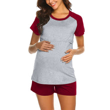 Load image into Gallery viewer, Women Maternity Pajama Set two piece loose Breastfeeding Pregnancy Nursing Clothes