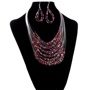 Jewelry Multicolor Beads Necklaces and Earrings Set Elegant hot fashion Bridal Jewelry Sets