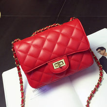 Load image into Gallery viewer, Solid Leather Chain Strap Shoulder Crossbody Argyle Women Bag