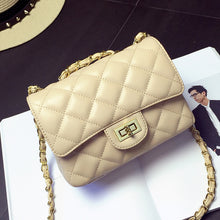 Load image into Gallery viewer, Solid Leather Chain Strap Shoulder Crossbody Argyle Women Bag