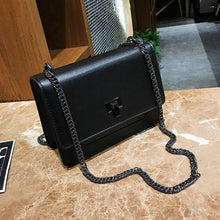 Load image into Gallery viewer, Smooth Synthetic Leather Crossbody Box Bag with Metal chain