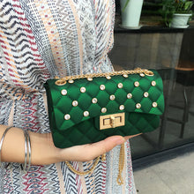 Load image into Gallery viewer, One Shoulder Argyle Pattern dull polish rhinestone Beaded Women Crossbody Bag