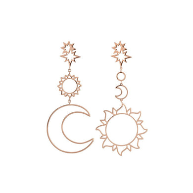 Women Stylish Star Sun Moon Hanging Girlfriend Stud Earrings