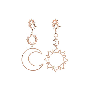 Women Stylish Star Sun Moon Hanging Girlfriend Stud Earrings