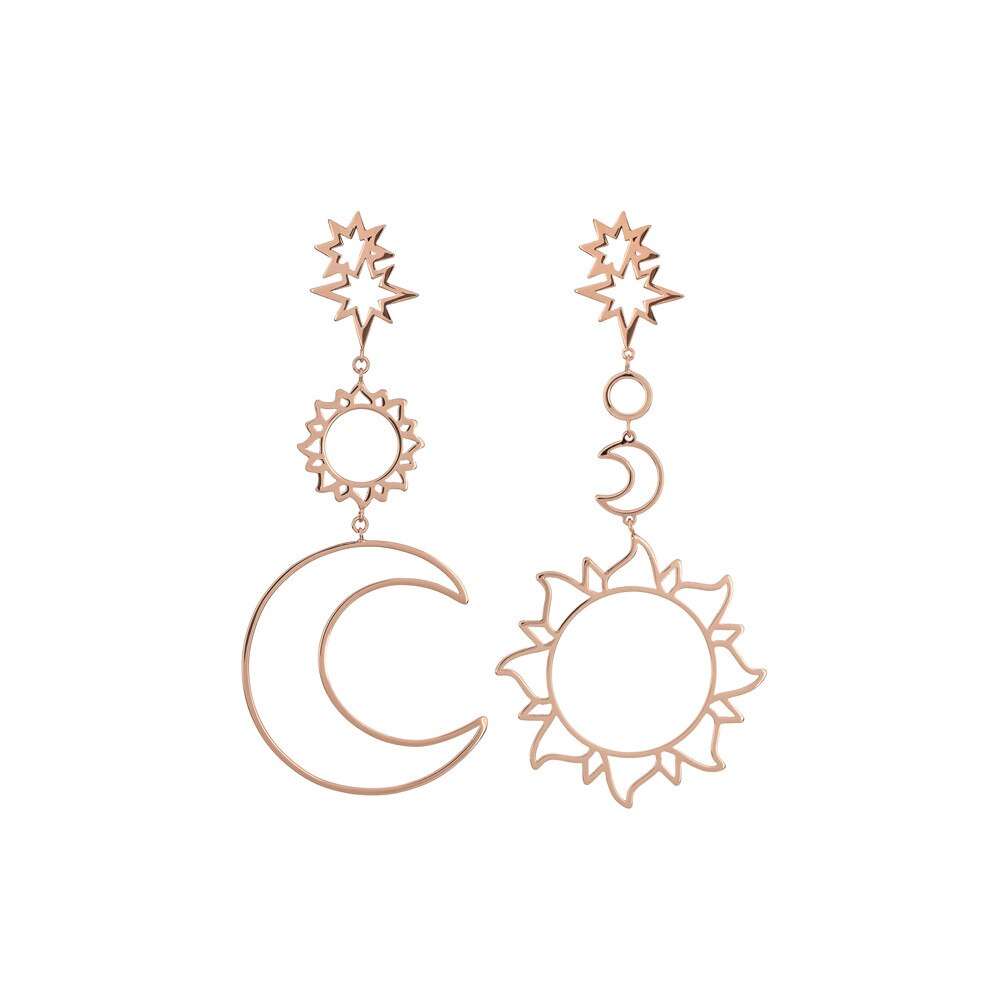 Women Stylish Star Sun Moon Hanging Girlfriend Stud Earrings