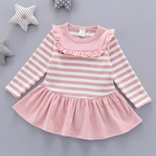 Load image into Gallery viewer, Cotton Baby Girls Ruffle Skirt Strip Pattern Frock