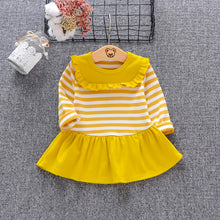 Load image into Gallery viewer, Cotton Baby Girls Ruffle Skirt Strip Pattern Frock
