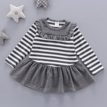 Load image into Gallery viewer, Cotton Baby Girls Ruffle Skirt Strip Pattern Frock