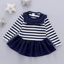 Load image into Gallery viewer, Cotton Baby Girls Ruffle Skirt Strip Pattern Frock