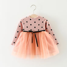 Load image into Gallery viewer, Baby Girls Colorful Soft Polyester  Dot Pattern Long Sleeve Frock