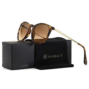 Amazon.com: SUNGAIT Vintage Round Sunglasses for Women Classic Retro Designer Style (Amber Frame/Green Lens): Clothing