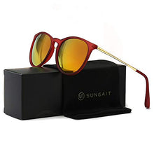 Load image into Gallery viewer, Amazon.com: SUNGAIT Vintage Round Sunglasses for Women Classic Retro Designer Style (Amber Frame/Green Lens): Clothing