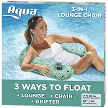 Load image into Gallery viewer, Amazon.com: Aqua Monterey 4-in-1 Multi-Purpose Inflatable Hammock (Saddle, Lounge Chair, Hammock, Drifter) Portable Pool Float, Navy/White Stripe: Toys &amp; Games
