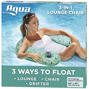 Amazon.com: Aqua Monterey 4-in-1 Multi-Purpose Inflatable Hammock (Saddle, Lounge Chair, Hammock, Drifter) Portable Pool Float, Navy/White Stripe: Toys & Games