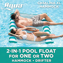 Load image into Gallery viewer, Amazon.com: Aqua Monterey 4-in-1 Multi-Purpose Inflatable Hammock (Saddle, Lounge Chair, Hammock, Drifter) Portable Pool Float, Navy/White Stripe: Toys &amp; Games