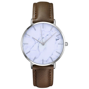 unisex Easy To Read Leather Analog Classic Casual Wrist Watch