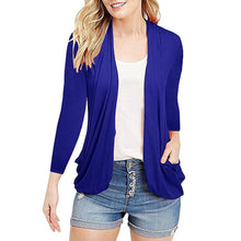 Load image into Gallery viewer, Women Polyester Casual Flat V-Neck Full Sleeve Regular Cardigans Pockets Open Stitch Standard Sweater