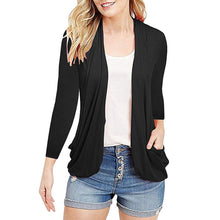 Load image into Gallery viewer, Women Polyester Casual Flat V-Neck Full Sleeve Regular Cardigans Pockets Open Stitch Standard Sweater