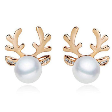 Women Fashion Pearl Rhinestone Creative Animal Thrones Luxury Stud Earrings