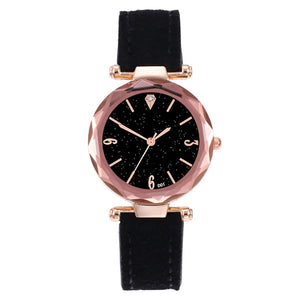 Leather Casual Fashion Watch high quality Analog Quartz Starry Sky women Wristwatch