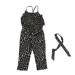 Girls Kids Cotton Elastic Waist Dot Pattern Loose Fit Overalls Clothes
