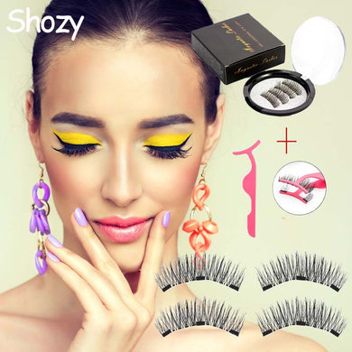 Shozy Magnetic eyelashes with 3 magnets magnetic lashes natural false eyelashes magnet lashes with eyelashes applicator-24P-3