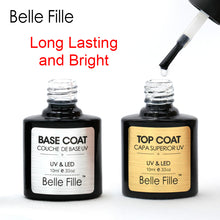 Load image into Gallery viewer, Belle Fille Base and Top Coat Gel Nail Polish UV 10ml Transparent Soak Off Primer Gel Polish Gel Lacquer Nail Art Manicure