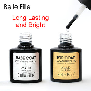 Belle Fille Base and Top Coat Gel Nail Polish UV 10ml Transparent Soak Off Primer Gel Polish Gel Lacquer Nail Art Manicure