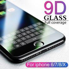 Load image into Gallery viewer, 9D protective glass for iPhone 6 6S 7 8 plus X glass on iphone 7 6 8 X R XS MAX screen protector iPhone 7 6 screen protection XR