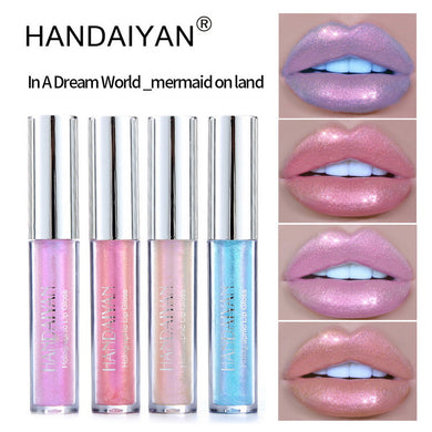 HANDAIYAN Shimmer Lip Gloss Waterproof Liquid Lipstick Moisturizer Laser Polarized Cosmetic Pearl Glitter Lipgloss Lip Plumper